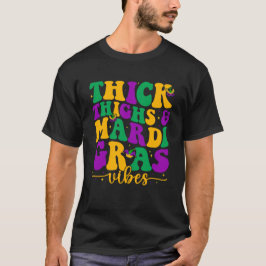 太ももが厚い & マルディグラの雰囲気 楽しいマルディグラ Tシャツ