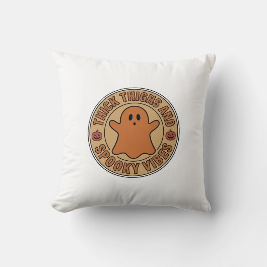 太ももとおばけのハロウィンTシャツ_ クッション (正面)