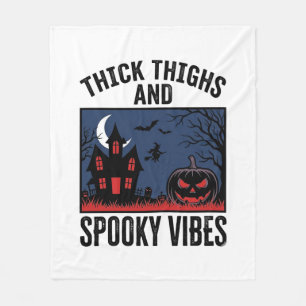 太ももとスプーキーなハロウィンTシャツデザイン フリースブランケット