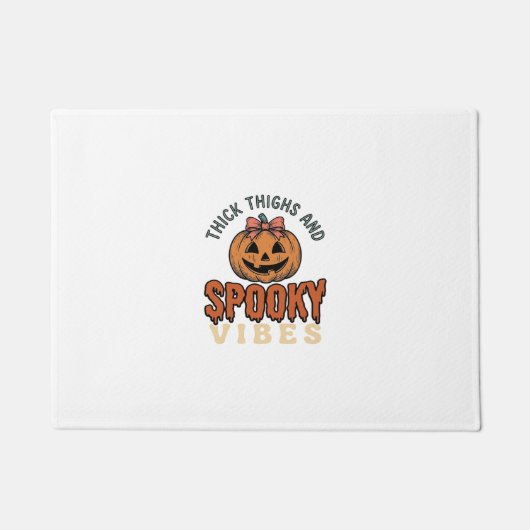 太ももとスプーキーな雰囲気のかぼちゃ ハロウィン デ ドアマット (正面)