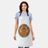 太ももとスプーキーな雰囲気の幽霊ハロウィンTシャツ_ エプロン (着用した状態)