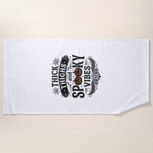 太もも スプーキー ヴァイブス ハロウィン Tシャツ デザイン_1 ビーチタオル