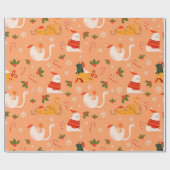 太よくはしゃぐ猫クリスマスパターン ラッピングペーパー (フラット)