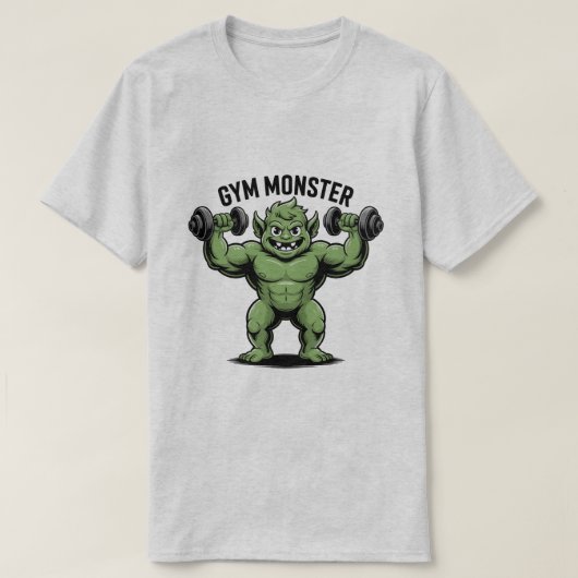 太りおもしろい漫画を持ち上げるジム Tシャツ (デザイン正面)