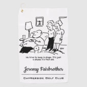 太りすぎの肥満の男性がフィット保しようとすおもしろいる ゴルフタオル (正面)