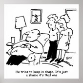 太りすぎの肥満の男性がフィット保しようとすおもしろいる ポスター (正面)