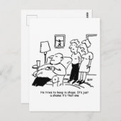 太りすぎの肥満の男性がフィット保しようとすおもしろいる ポストカード (正面/裏面)