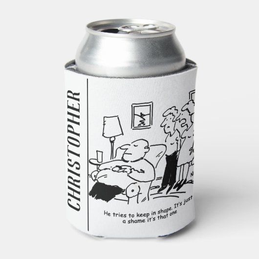 太りすぎの肥満の男性がフィット保しようとすおもしろいる 缶クーラー (缶正面)