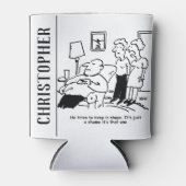 太りすぎの肥満の男性がフィット保しようとすおもしろいる 缶クーラー (正面)