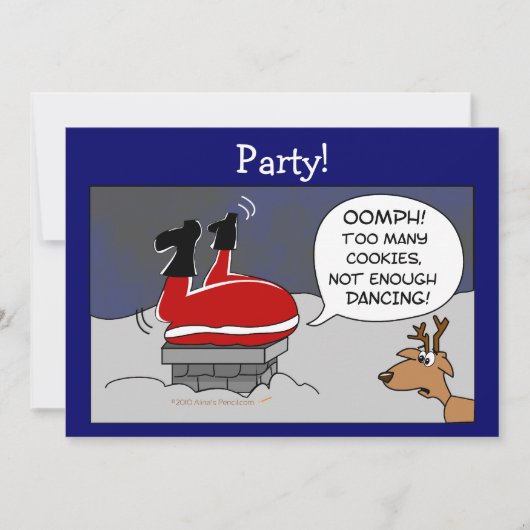 太りっぱなサンタクリスマスおもしろい踊り漫画 招待状 (正面)