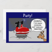 太りっぱなサンタクリスマスおもしろい踊り漫画 招待状 (正面/裏面)