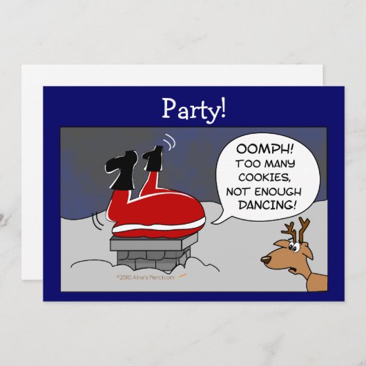 太りっぱなサンタクリスマスおもしろい踊り漫画 招待状 (正面/裏面)