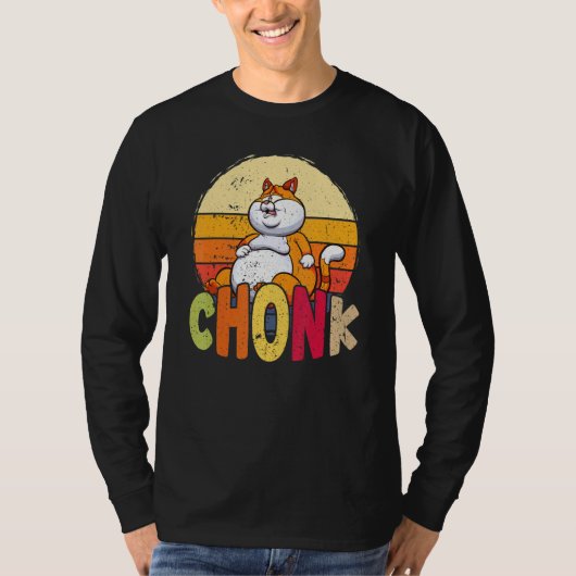 太り過ぎたチョンク猫ミーム Tシャツ (正面)