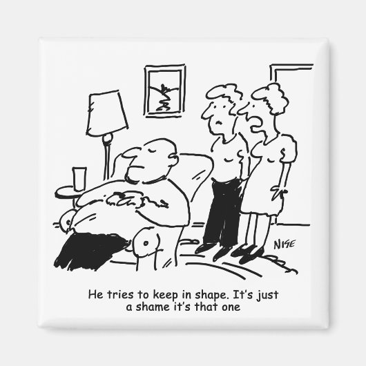 太り過ぎで肥満の男性が体に合わ保せようおもしろいと マグネット (正面)