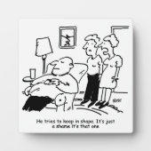 太り過ぎの肥満の男性がフィット保する フォトプラーク (正面)