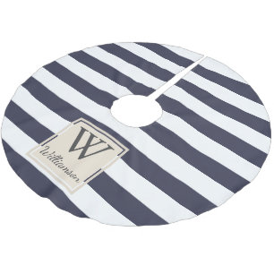 太モダンい白航海のストライプ色 ブラッシュドポリエステルツリースカート