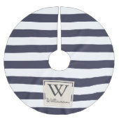 太モダンい白航海のストライプ色 ブラッシュドポリエステルツリースカート (正面)