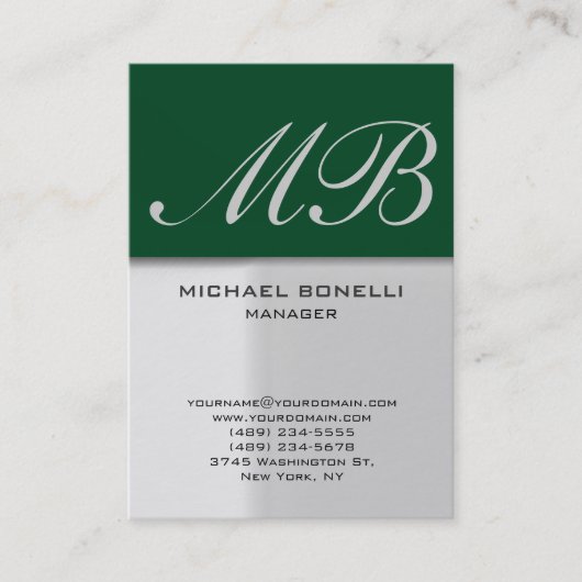 太モダン太グレー緑トレンディー名刺 名刺 (正面)