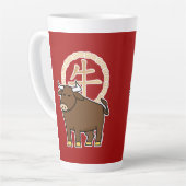 太中国の陰正月牛の福金 カフェラテマグ (左アングル)