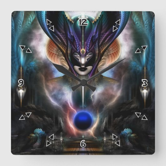 太主山才の精霊Wd スクエア壁時計 (正面)