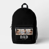 太字で「Dad Established」ブラックの3枚の写真 プリントバックパック (正面)