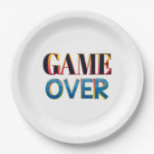 太字で"GAME OVER"と書かれた白い紙皿 ペーパープレート (正面)