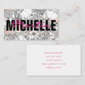 太字と行動的テキスト |花の背景 名刺 (正面/裏面)