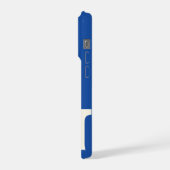 太字のイニシャル、青と緑のストライプ iPhoneケース (左側面)