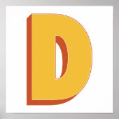 太字のイニシャルDモノグラムのレターアートポスター ポスター (正面)