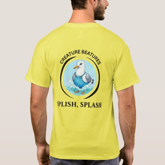 太字のカートゥーンの着飾ったカモメ - スプラッシュ! Tシャツ (裏面)