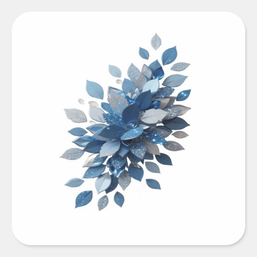 太字のシルバー BLUE LEAVES ステッカー 印刷 (正面)