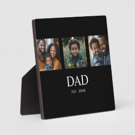 太字のシンプルなブラックの「Dad Established」3枚の写真 フォトプラーク