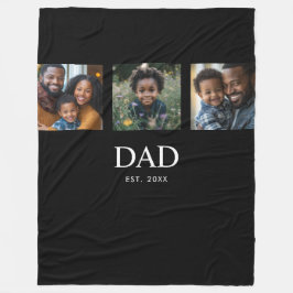 太字のシンプルなブラックの「Dad Established」3枚の写真 フリースブランケット