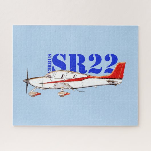 太字のタイポグラフィが特徴的なスタイリッシュなCirrus SR22航空機 ジグソーパズル (横)