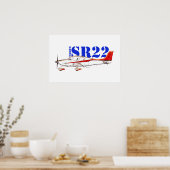 太字のタイポグラフィが目を引くスタイリッシュなCirrus SR22航空機 ポスター (キッチン)