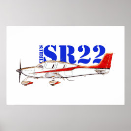 太字のタイポグラフィが目を引くスタイリッシュなCirrus SR22航空機 ポスター