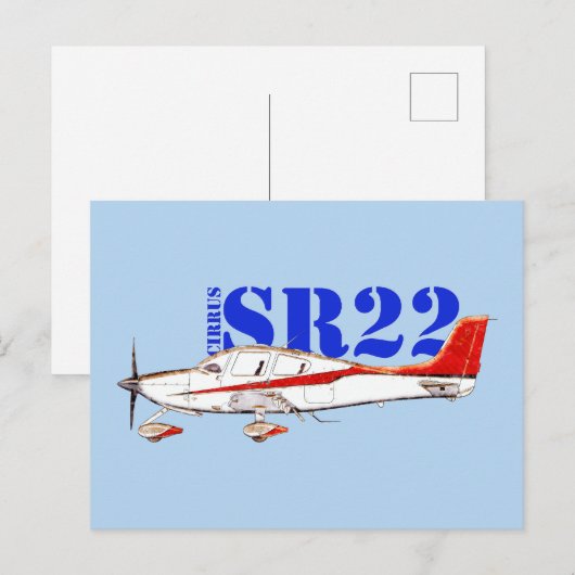 太字のタイポグラフィが目を引くスタイリッシュなCirrus SR22航空機 ポストカード (正面/裏面)