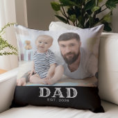 太字のタイポグラフィで「Dad Established」な写真 クッション