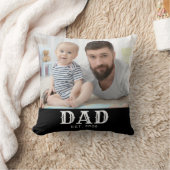 太字のタイポグラフィで「Dad Established」な写真 クッション (ブランケット)