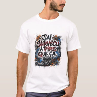 太字のフランス人バイク乗りの引用 – グラフィティ Tシャツ