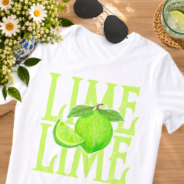 太字のライムのタイポグラフィ グリーンライムとウェッジ トライブレンドTシャツ