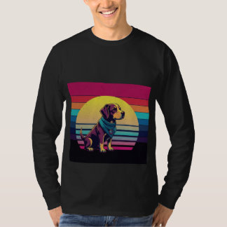 太字の犬のイラスト ペット愛好家のTシャツ Tシャツ