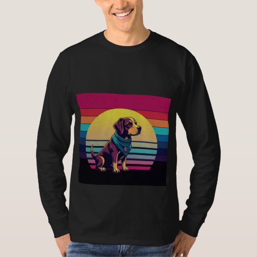 太字の犬のイラスト ペット愛好家のTシャツ Tシャツ (正面)
