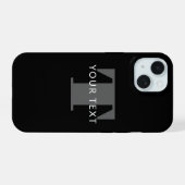 太字の編集可能なテキスト | 黒、白、グレー iPhone 15ケース (裏面横)