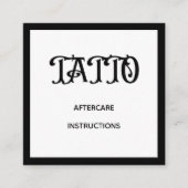 太字の落書きパターン タトゥーアフターケアの説明 スクエア名刺 (正面)