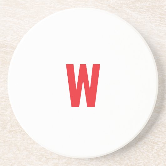 太字の赤いイニシャルのモノグラムのカスタムネームデザイン コースター (正面)