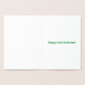 太字の金箔「2歳のお誕生日おめでとう！」バースデーカード 箔カード (内部)