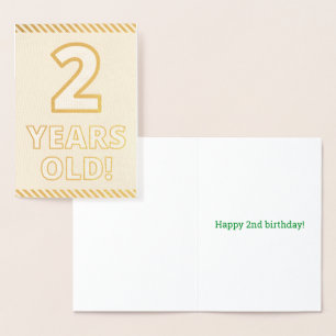太字の金箔「2歳のお誕生日おめでとう!」バースデーカード 箔カード