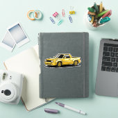 太字の黄色いピックアップトラックのキャラクター シール (iPadカバー)