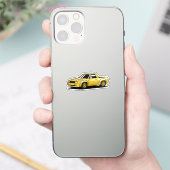 太字の黄色いピックアップトラックのキャラクター シール (スマートフォン)